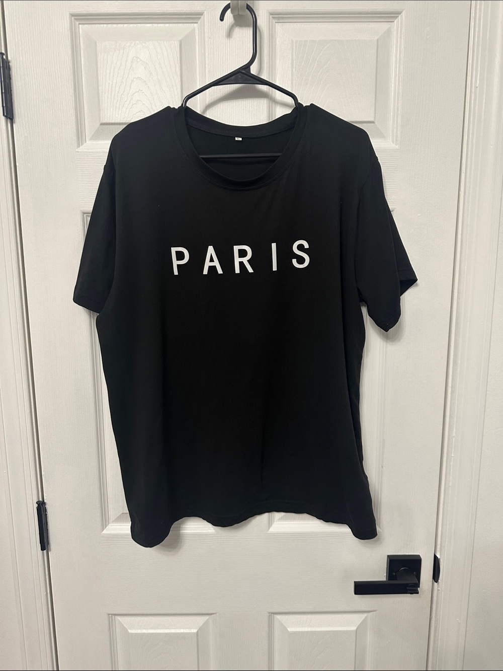 SHEIN Black Short Sleeve Tee with PARIS Print